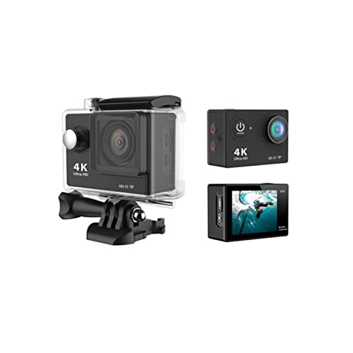 Ultra HD Unterwasserkamera H9R 12MP 2 Zoll LCD 30M wasserdicht 170D Fernbedienung Helm Fahrrad Videokamera Outdoor Sport Cam Für Sport(H9 0ption4,Noir)