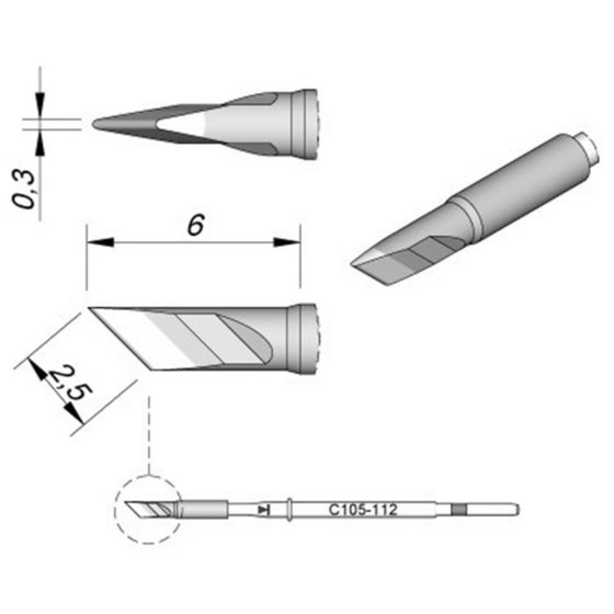 JBC C115112 Lötspitze Messerförmig, 2.5mm x 0.3mm