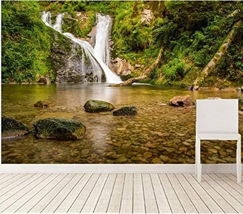 XLMING Wasserfälle Wald Steine Fluss Landschaft 3D Tapeten Home Esszimmer Sofa Schlafzimmer Wohnzimmer TV Hintergrund-300cm×210cm