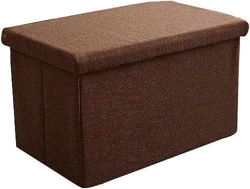 BFVAKBKYT Fußbank Truhen Aufbewahrungsbox, Fußhocker Fußstütze, Leinen Klappbarer Aufbewahrungshocker Bank Vielseitig Platzsparende Aufbewahrungsbox Geeignet(Brown,40x23x25cm(16x9x10inch))