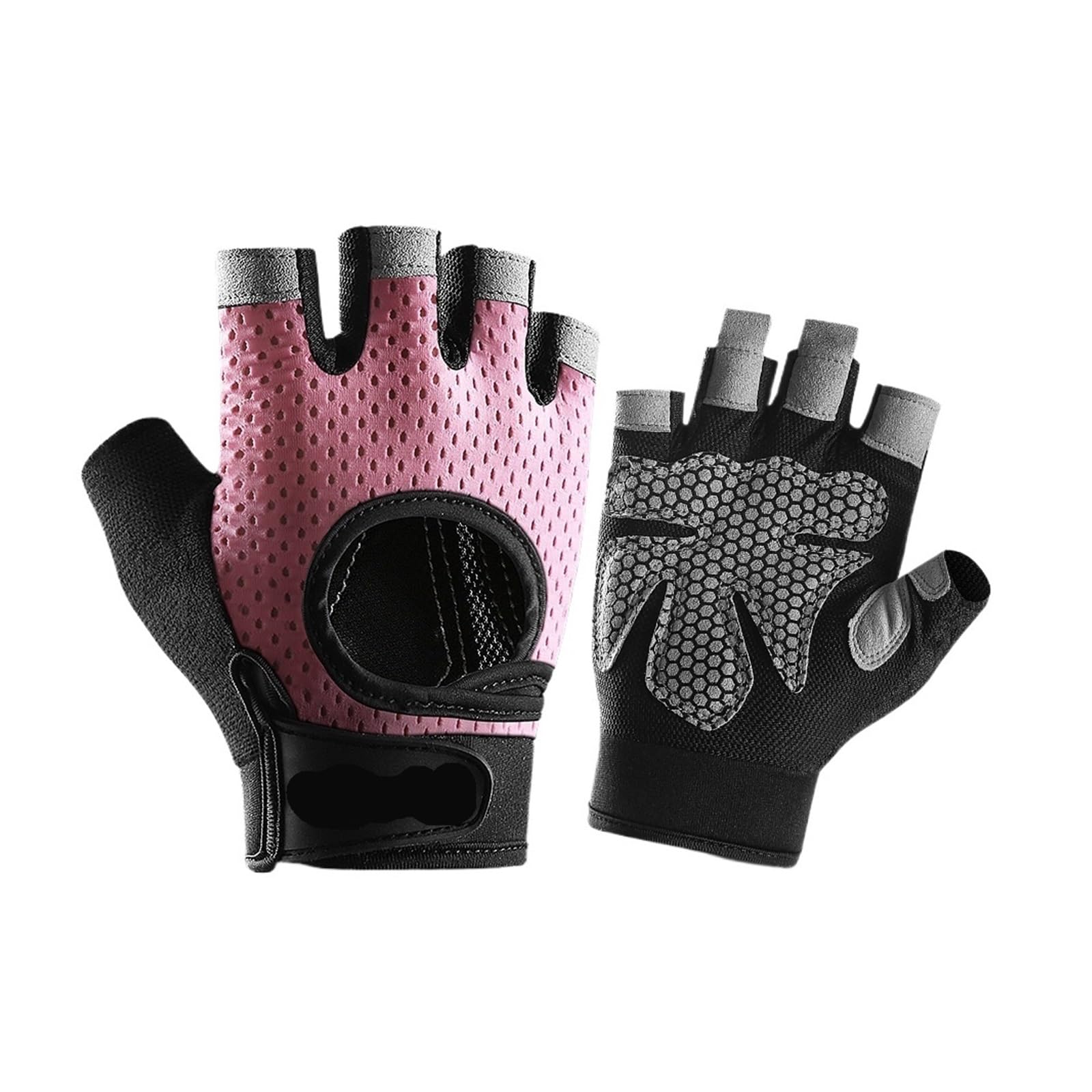 LYHYDMA Fitness-Handschuhe Sport Fitness Männer und Frauen Gewichtheben Atmungsaktive rutschfeste Silikon Halbfinger Fahrradhandschuhe(PINK,L)