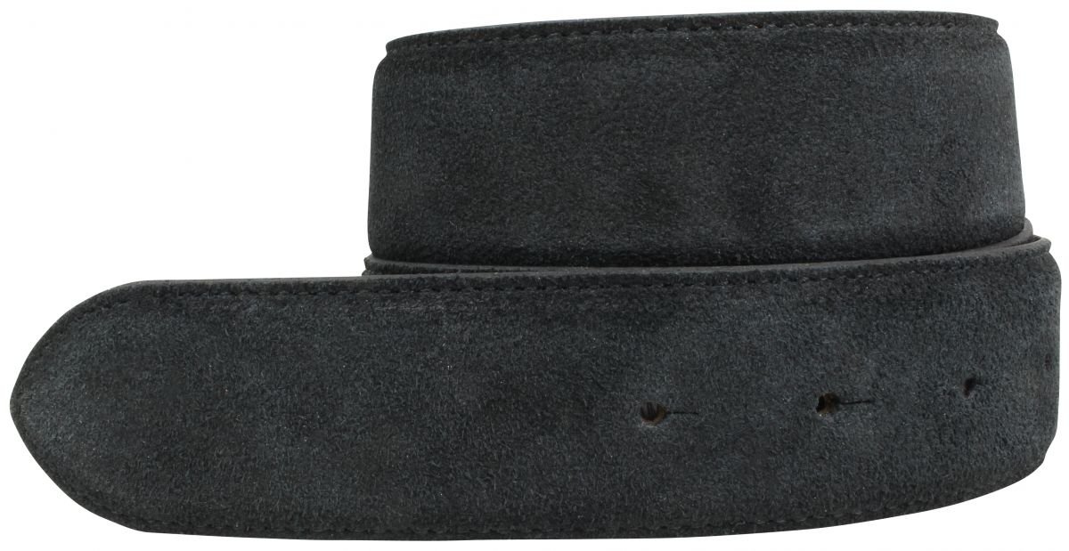 BELTINGER Wechselgürtel aus Veloursleder ohne Schnalle 4 cm | Druckknopf-Gürtel für Damen Herren 40mm | Wildleder-Gürtel 4cm | Schwarz 105cm