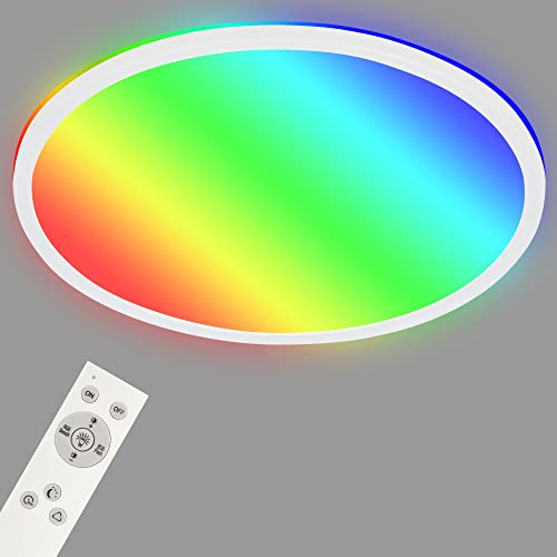 BRILONER Leuchten - Smart LED Deckenleuchte, RGB bunte Farben, Indirekter Lichteffekt, Neutralweißes Licht, WiFi Wohnzimmerlampe, Fernbedienung, Sprachsteuerung