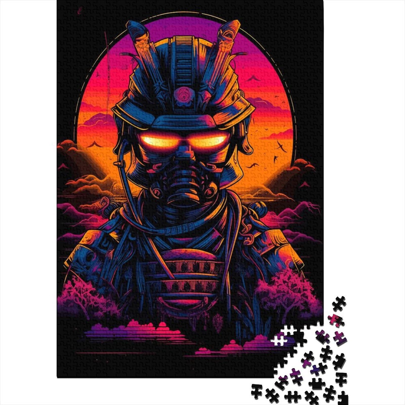 Samurai Lebendige Farbe für Erwachsene 1000-teiliges Puzzle Erwachsenen-Puzzle 1000-teiliges Puzzle für Erwachsene Lernspiel Herausforderungsspielzeug 75x50cm