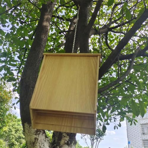 Nbhuiakl Fledermaushaus | Wetterfester Nistkasten | Unterschlupf Fledermauskasten mit Dach | Bequeme Nächte locken Fledermauskammer | Fledermausunterstand aus Holz für Winterquarter verschraubte