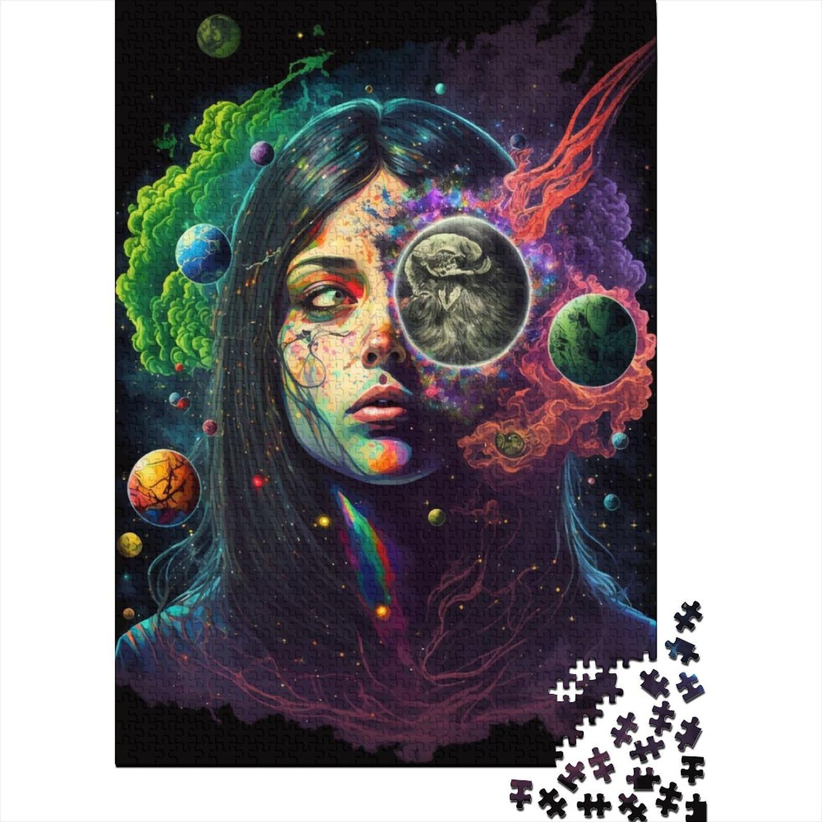 Cosmic High Holzpuzzle für Erwachsene, Puzzle-Kunst, Puzzle für Erwachsene, 1000 Teile, interessantes Puzzle zur Stressreduzierung, 75 x 50 cm