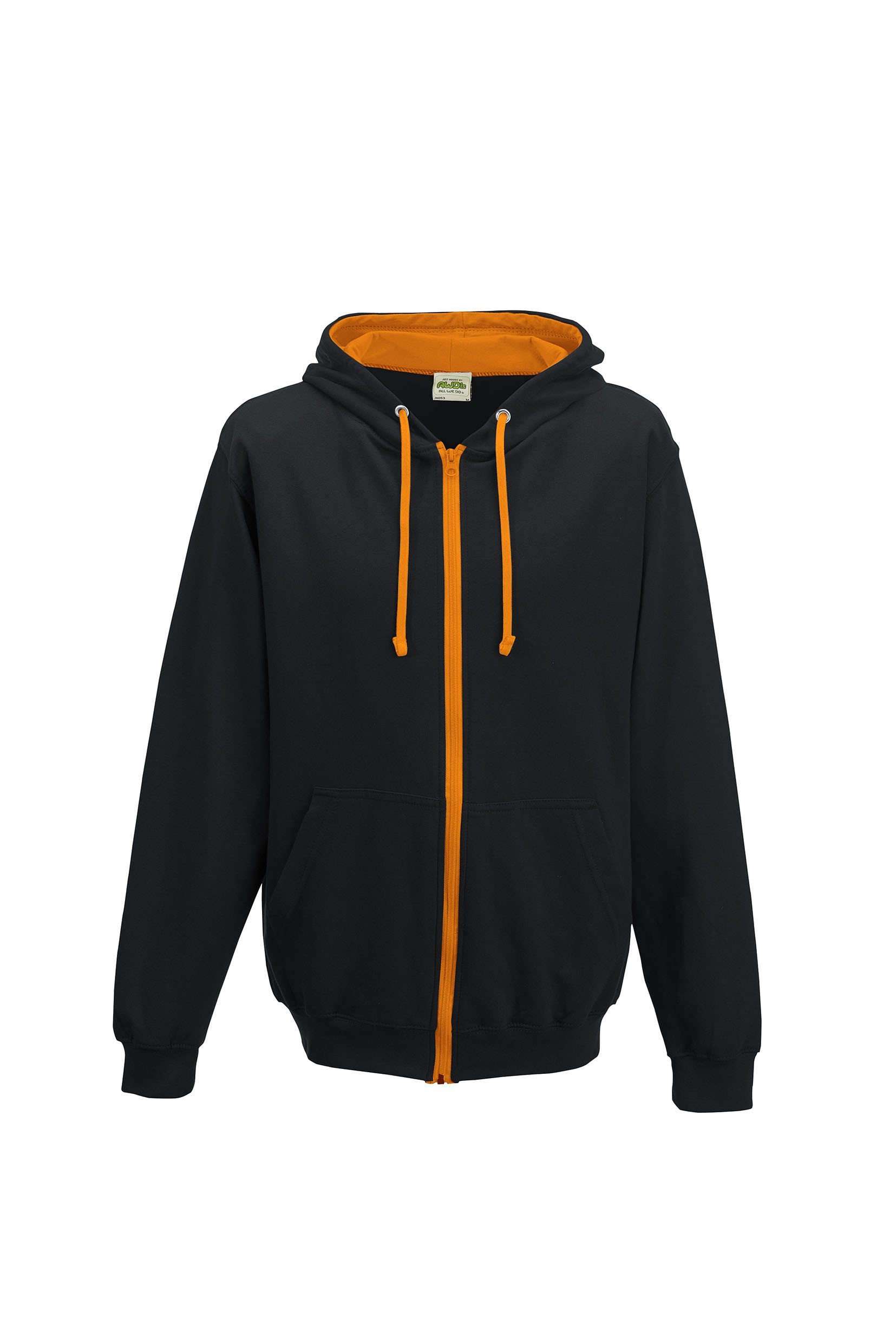 JH053 Varsity Zoodie Sweatjacke Sweatshirt Jacke XXL,Jet Black-Orange Crush