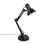 Briloner Leuchten – Schreibtischlampe verstellbar, Tischlampe mit Kabelschalter, Retro Tischleuchte E14 Fassung, 546x224 mm (DxH), Schwarz