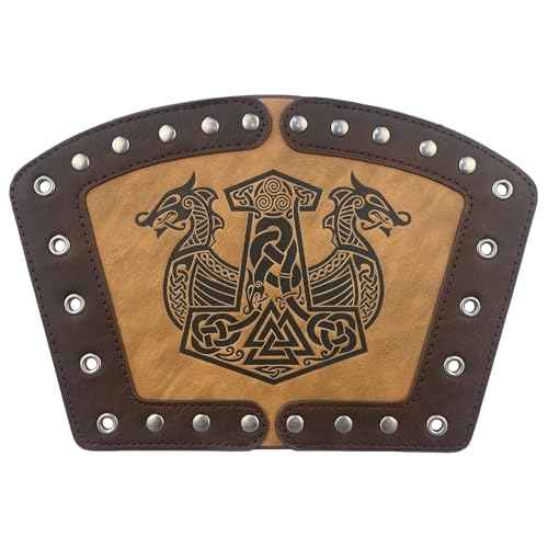 MDFCZXP Lederrüstung Armschiene mit Schnalle Federrüstung Steampunk Bogenschütze Handschuh Cosplay Cosplay Kostüm Wikinger 1 Paar,D,24cm