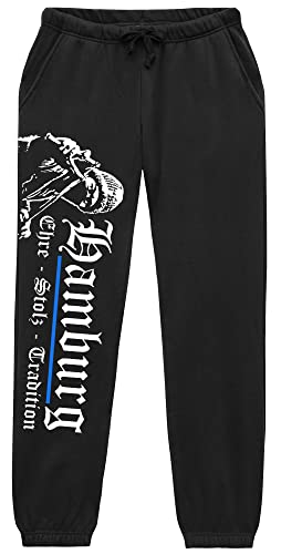 Hamburg Ehre & Stolz Herren Jogginghose | Stadt Ultras Sport Hamburg Hose Hamburg Geschenk Hamburg Fanartikel | M1 Schwarz (XXL)