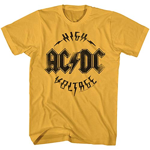 ACDC Heavy Metal Rock Band High Voltage Distressed Ginger Adult T-Shirt Tee, ingwer, Mittel