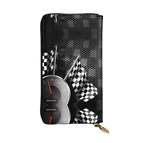 DMORJ Karierte Flagge Racing Leder Lange Clutch Brieftasche: 19 x 10 cm bequem leicht wasserdicht langlebig schönes Geschenk, schwarz, Einheitsgröße, Schwarz , Einheitsgröße