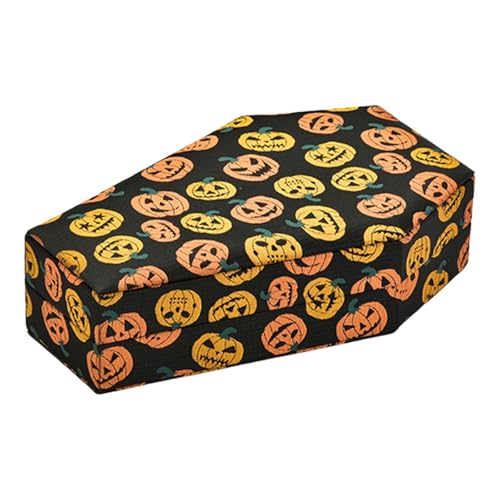 JUNNASALIKER Modische Schmuck-Aufbewahrungsbox für Halloween, Sargform, für Ringe, handgefertigt, Samt, gefüttert, Schmuck-Organizer