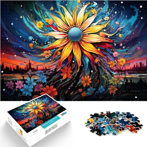 Puzzle für Puzzle Fantasie bunte Blumen Puzzle für Erwachsene und Ren1000 Teile Holzpuzzle Tolle Geschenke für Weihnachten 1000 Stück (50x75cm)