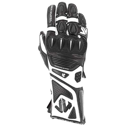 V Quattro Design Rr 18 Herren Handschuhe, Schwarz/Weiß, Größe L