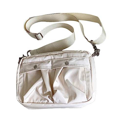 ohodhmnu Damen Tragetasche, stilvolle Vintage Damen Schultertasche Nylon Crossbody Taschen Casual Tasche mit Reißverschluss, beige, Medium