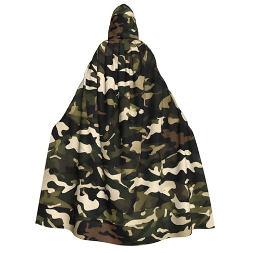 WURTON Camouflage-Umhang mit Kapuze für Damen und Herren, Halloween, Karneval, Cosplay, Mottopartys, Dekoration