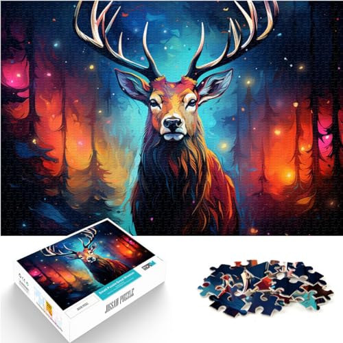 Puzzles Geschenke Spielzeuge Farbenfrohes, wunderschönes Sternenhimmel-Hirsch-Puzzle für Erwachsene 1000-teiliges Puzzle Holzpuzzle Schwierig und herausfordernd 1000 Teile (50 x 75 cm)