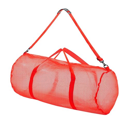 Große Strandtasche mit Tauch- und Schnorchelausrüstung und Ausrüstungstaschen, rot