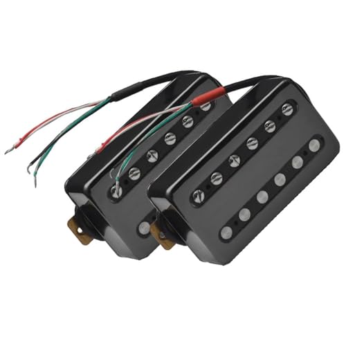 II Stil Messing Abdeckung E-gitarre Humbucker Pickup Spule Spliting Pickup Gitarre Teile Single-Coil-Tonabnehmer (Color : Bk)