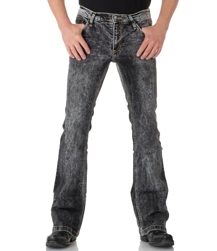 Schwarz verwaschene Bootcut Jeans Used Look 31/32