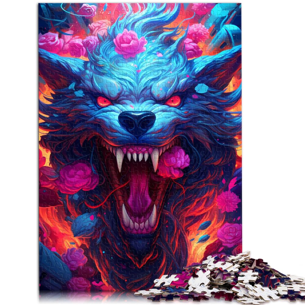 Puzzles Flowers Mighty Wolf Puzzles für Erwachsene 1000-teiliges Holzpuzzle Spielzeug Puzzles Lernspiele Stressabbauende Puzzles 1000 Stück (50 x 75 cm)