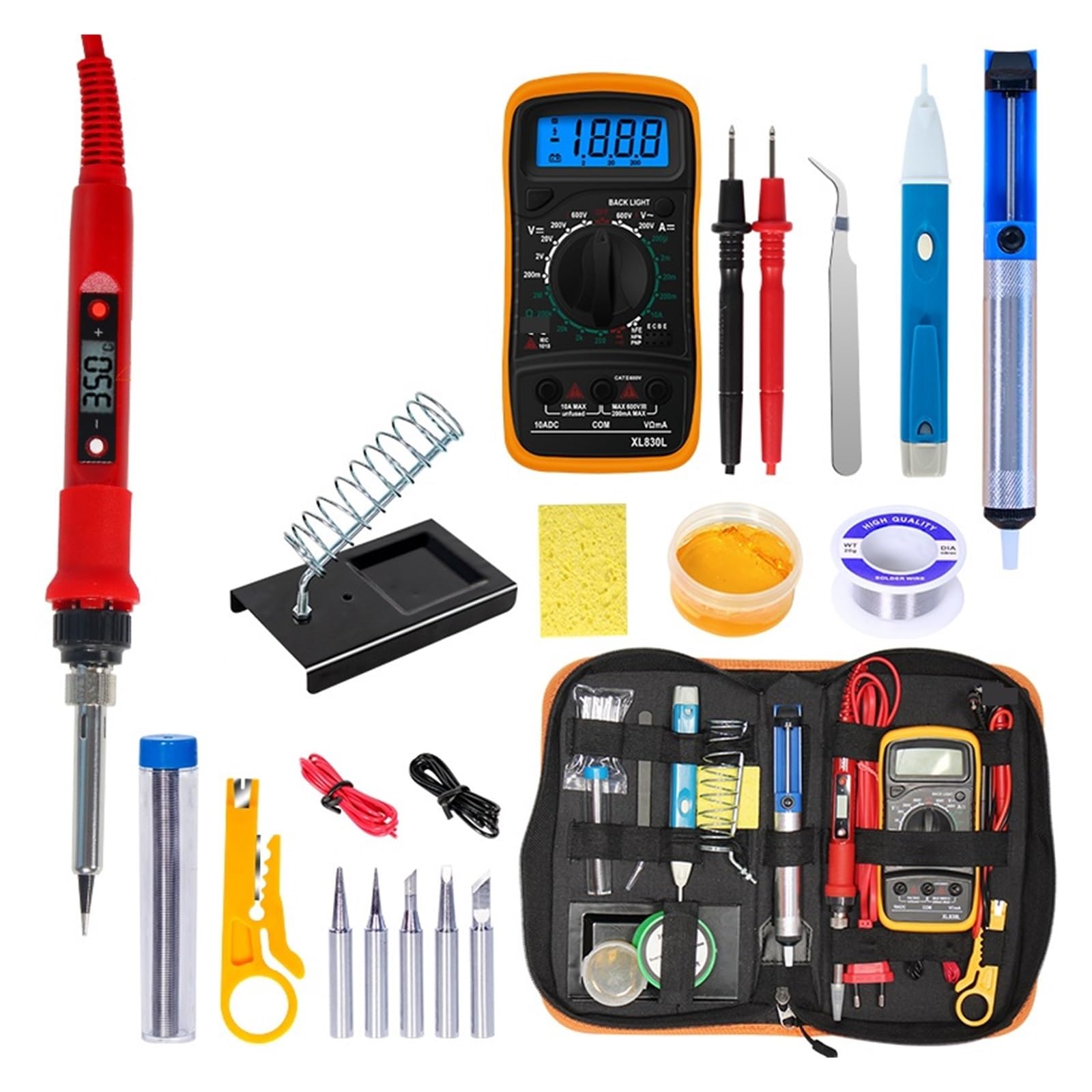 WLLKIY Lötkolben-Set, 80 W, Lötkolben-Set Mit Multimeter, Pumpe, Schweißwerkzeug-Sets, Elektrische Lötkolben Sicher Und Stabil