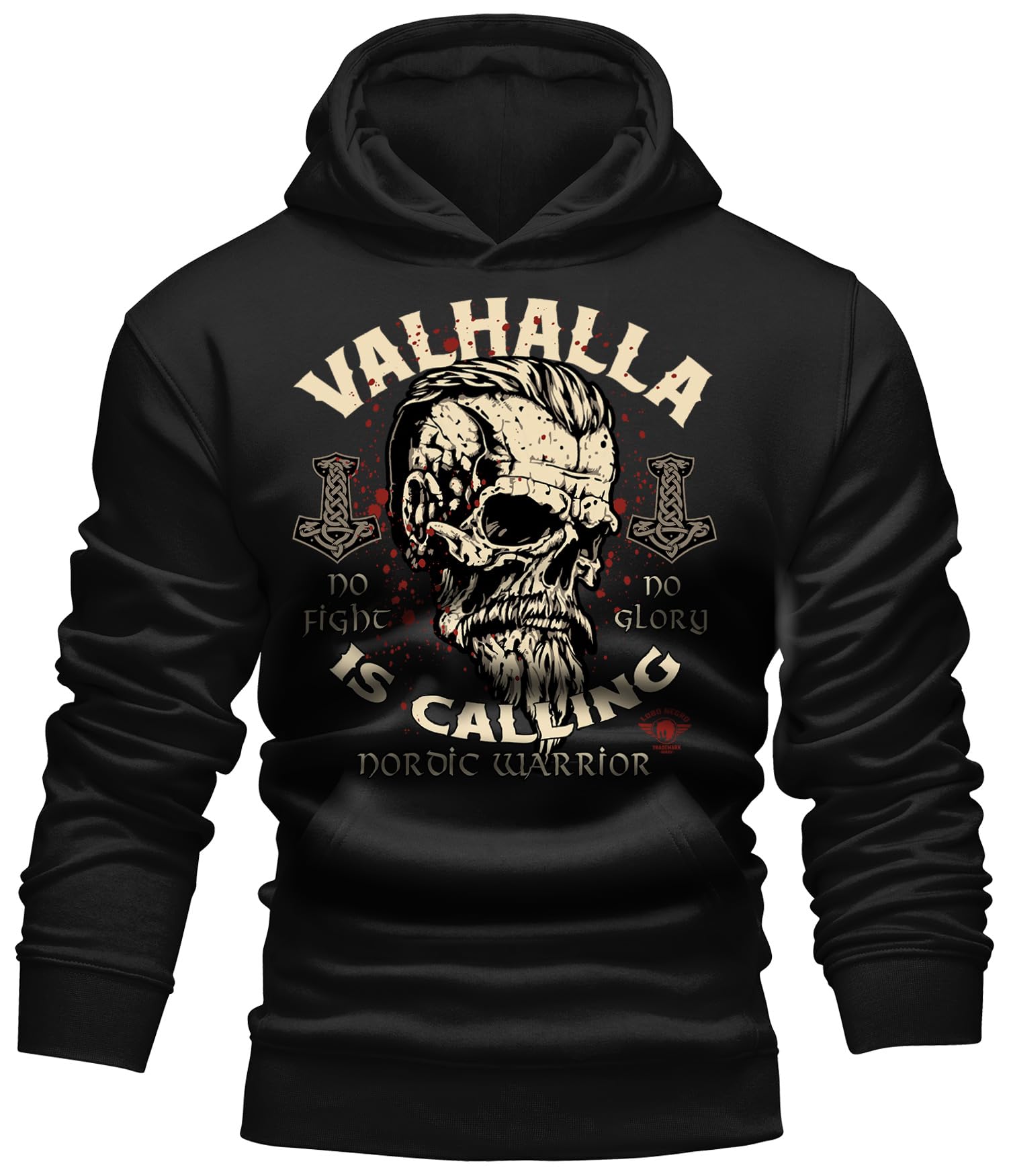 LOBO NEGRO Herren Kapuzen Pulli Hoodie für Wikinger Nordmann Keltic Fans: Nordic Warrior