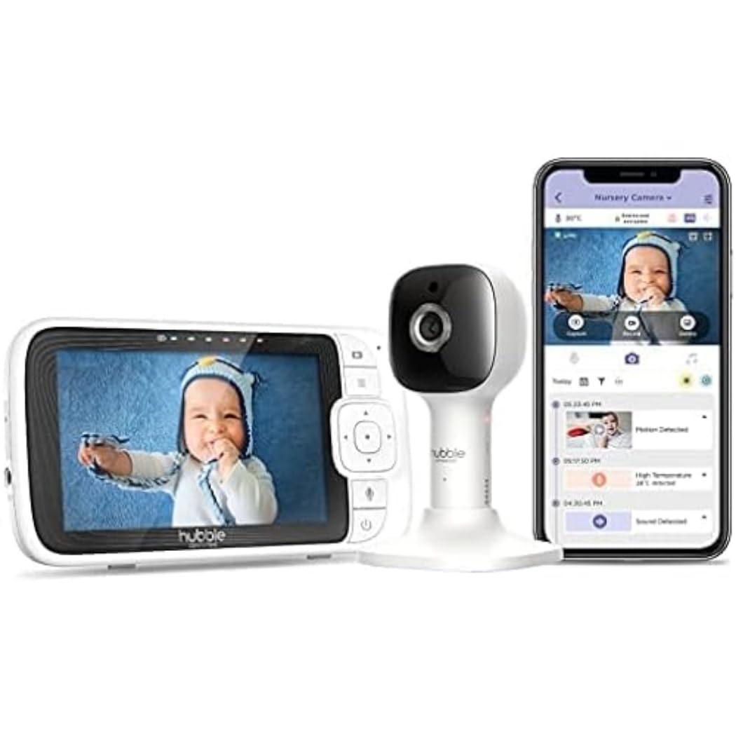 Hubble Connected Nursery Pal Cloud 5 Inch Baby Monitor with Camera, 2-Way Communication, Night Light, Surveillance Cameras for Optimal Security, Baby Monitor with Camera and App, Wireless and Night