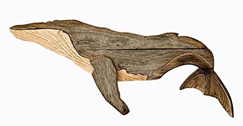 Uziqueif Wal Wanddeko Holz Wall Art Wal Walfisch Fisch Dekofigur Statue Skulptur Holz Modern - Maritime Deko in Holz-Optik - Zuhause Hängende Dekoration Für Zuhause Oder Hochzeit,Wooden wandkunst wal