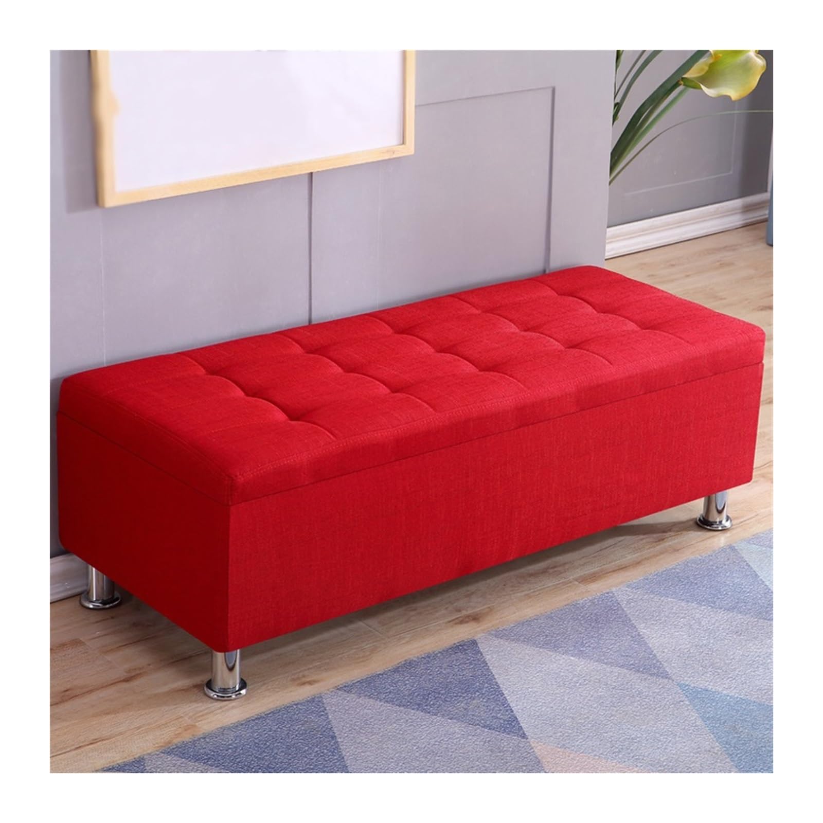 FUHAI-666 Schuhregal Rechteckiger Sofahocker, Schuhputzhocker, Nachttischhocker, multifunktionaler Aufbewahrungshocker, Hocker for Ankleidezimmer, Umkleidekabine Schuhrschrank(Red,150 * 40 * 40cm)