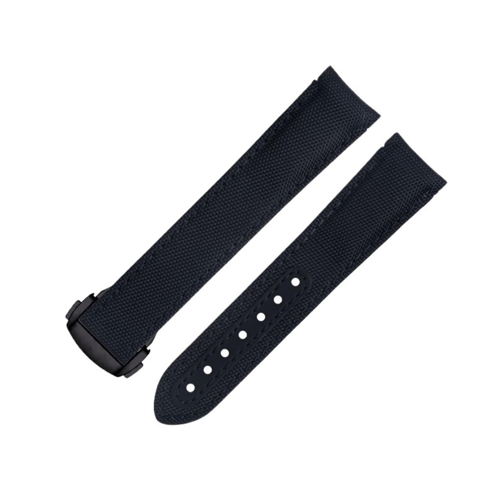 IOTUP Uhrenarmband für Omega Strap AT150 Seamaster 300 Planet Ocean De Ville Speedmaster Gebogenes Ende, 20 mm, schwarze Linie, hochdichtes Nylon-Rindsleder, 20 mm, Achat