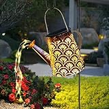 LQWELL Solar Gießkanne mit Wasserfall Lichterkette Lampe für Garten Außen, Jahrgang Solar Lanterne Garten Lampe für Hof, Path Rasen, Wege, Terrasse, Yard Deko