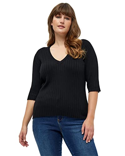 Peppercorn Tana Rib Stricken Kurve | Pullover Damen In Schwarz | Frühling Pulli Damen | Größe 48