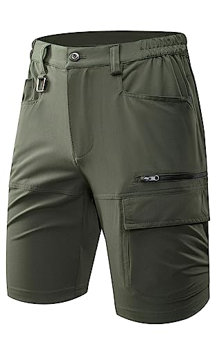 Mr.Stream Elastischer Herren Hose Sports Short svielseitige Wanderhose komfortable Outdoor Hose mit praktischen Taschen Shorts M Green