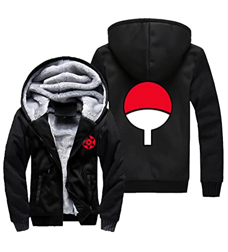 QYIFIRST Unisex Anime 3D Druck Hoodie Hokage Uchiha Sasuke Uchiha Clan Outdoorjacke Warm Winterjacke Sweatshirt Cosplay Kostüm Pullover Windjacke Schwarz-E EU XL