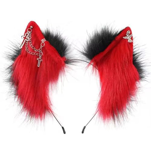 Zeiwohndc Handgemachte Wolf Ohr Stirnbänder Kätzchen Mädchen Cosplay Kopfbedeckung Ohren Fursuit Maskeraden Halloween Cosplay Party