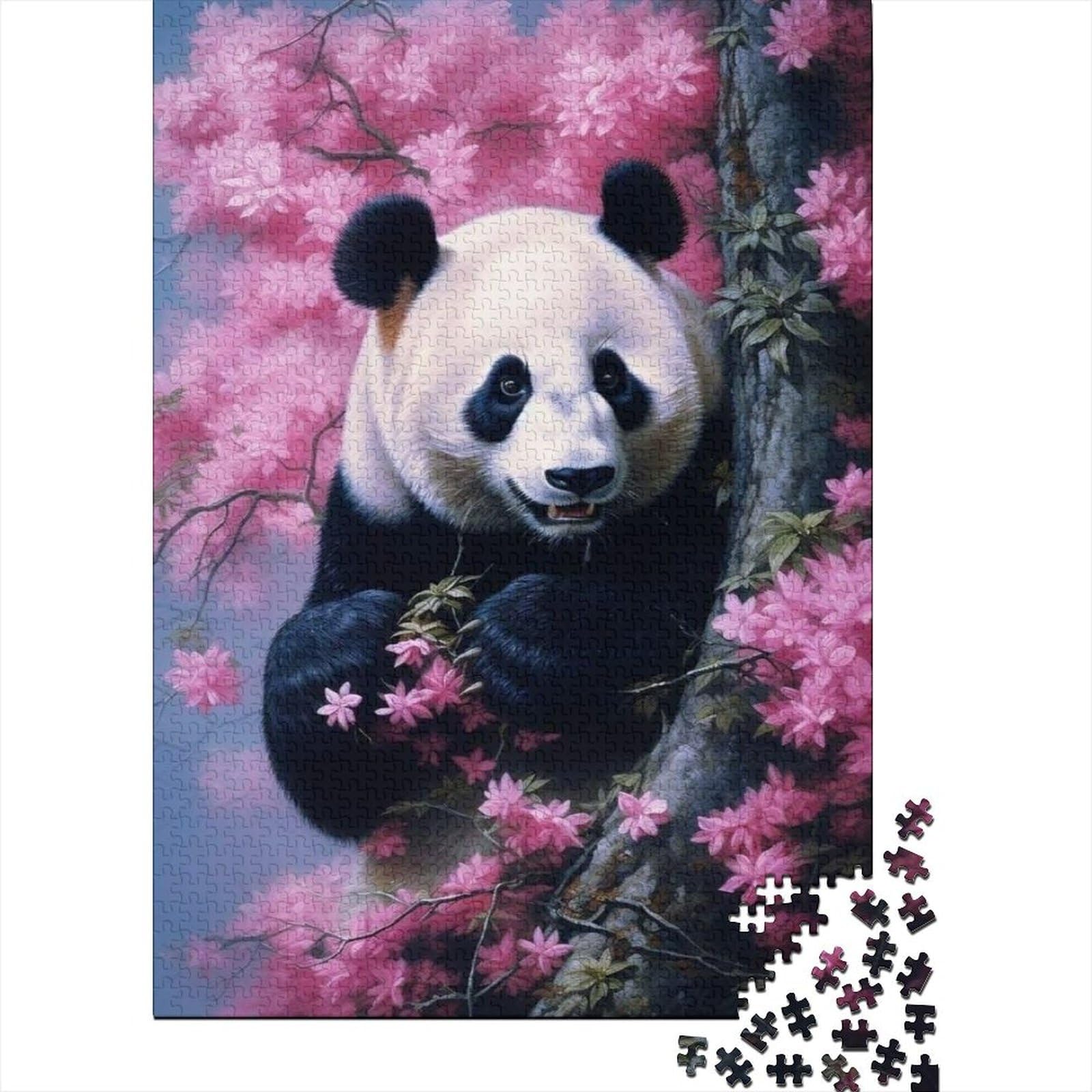 Panda-Puzzle aus Holz für Erwachsene und Teenager. 500 große Puzzleteile für Erwachsene ganze Familie und die (Größe 20,47 x 14,96 Zoll)