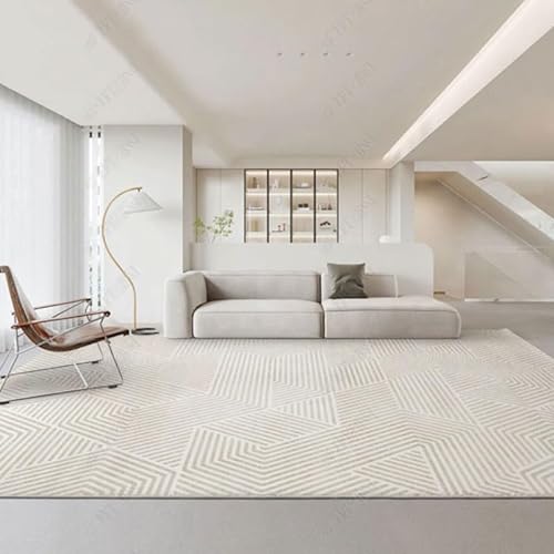 Gambo Teppich Geometrisch Beige Teppich Moderne Abstrakte Polyester,Für Wohnzimmer Schlafzimmer Esszimmer rutschfeste Weiche Teppich,Faltbar Küchenteppich,Pflegeleicht,80X120Cm