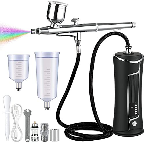 longziming Airbrush-Set mit LED-Display und Kompressor, multifunktionales Airbrush-Set mit Make-up, Kuchendekoration, Nageldesign und Körper-Tattoo