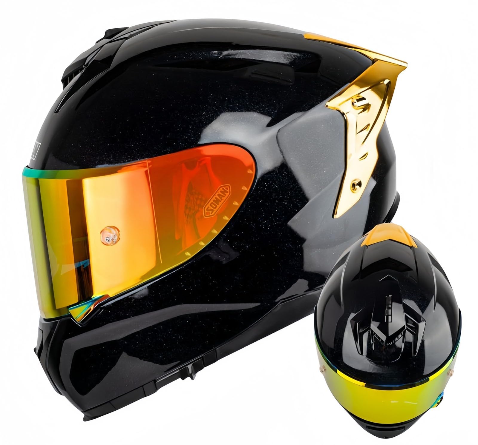 Modularer Integrierter Motorradhelm, ECE-Zugelassener Visier-Integral-Motorradhelm Antibeschlag-Motorrad-Rollerhelm Doppelspiegel Herren Damen Antikollisionshelm E,XXL63-64CM