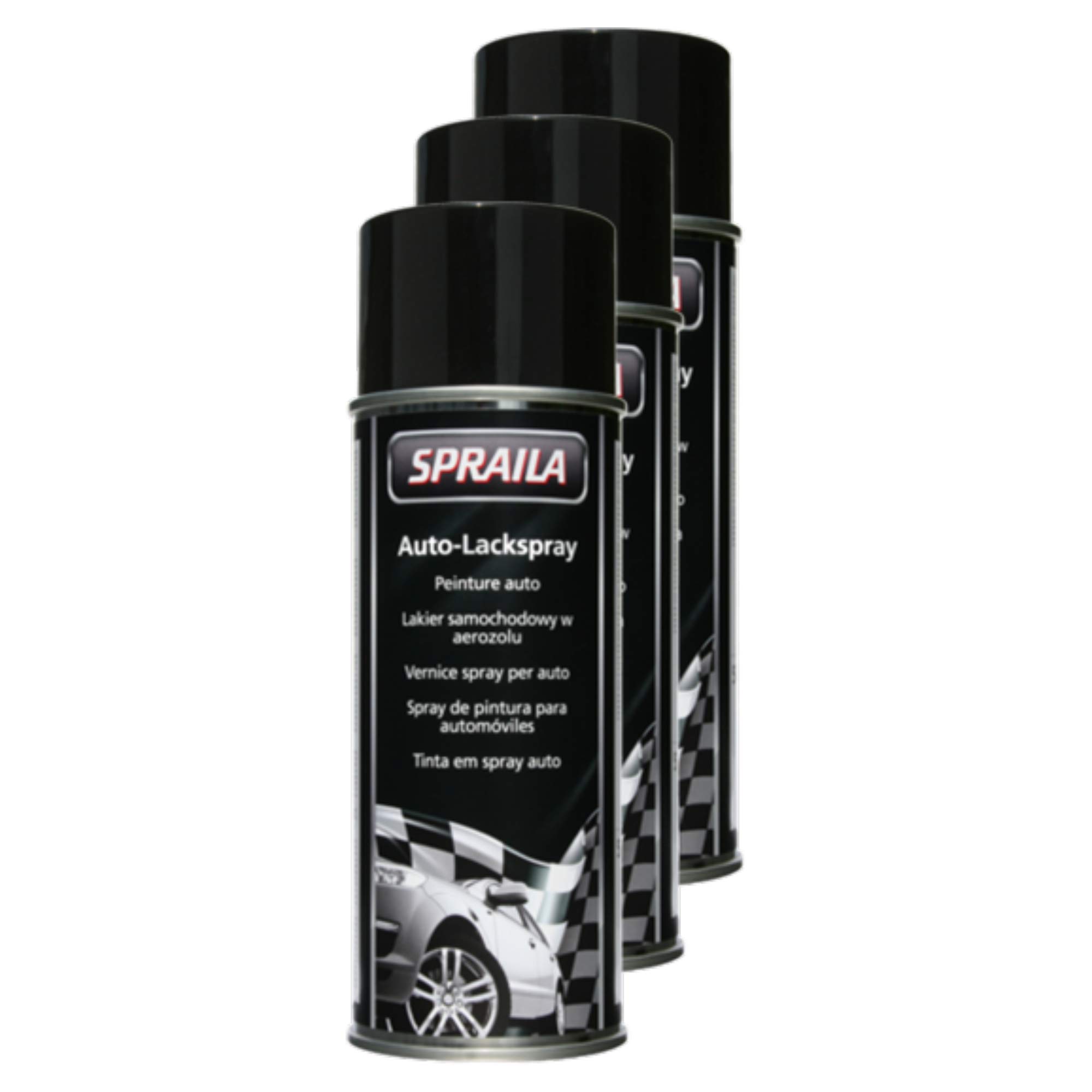 KWASNY Schwarz Glänzend Lackspray 400Ml Seidenglanz Spraydose Autolack Auto 300 061 3X