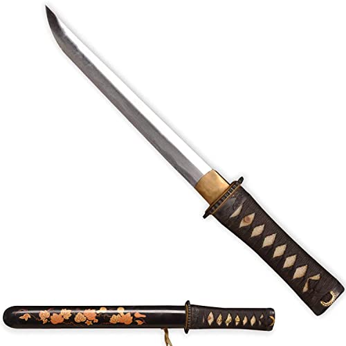 LQZJG Mini Samurai Schwert Katana Tanto Japanische Kleine Samurai Kurzschwert 1045 Medium Carbon Stahl Full Tang Hand geschmiedet Sharp 42 cm