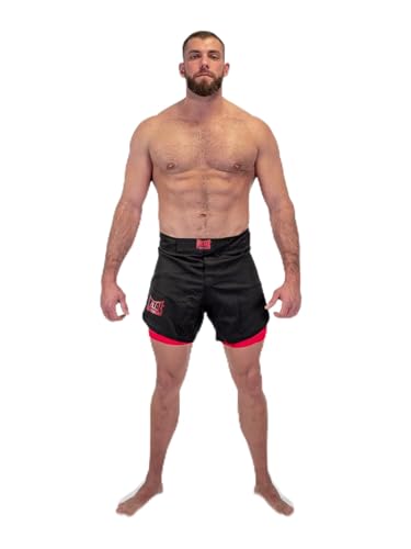 METAL BOXE Unisex – Erwachsene Short MMA Dual Noir/Rouge L, Schwarz/Rot, Large