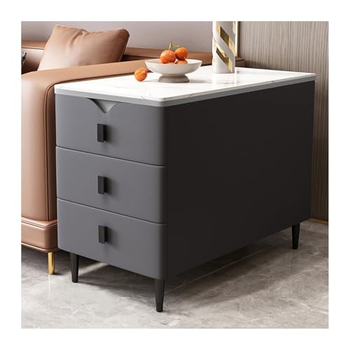 FUHAI-666 Sideboard, Aufbewahrungsschrank, Sofa-Sideboard, schmales Wohnzimmer-Aufbewahrungsmöbel, Massivholz, Eimer-Sideboard, 3 Schubladen(Dark Gray)