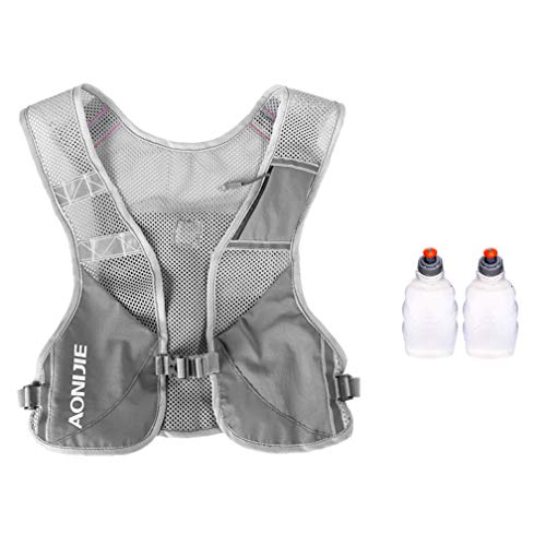 AONIJIE Marathon Laufweste, Wasser-Trinkrucksack, Outdoor-Sporttasche, Radfahren, Camping, Klettern, Rucksack (Grau, 2 Stück 250 ml Flaschen)