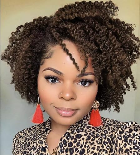 Perücke aus Echthaar, kurze lockige Bob-Perücke, afrikanische lockige Perücke, synthetische Afroamerikaner-Vollverworrene lockige Afro-Haarperücke mit Pony (Color : 1B/30#)