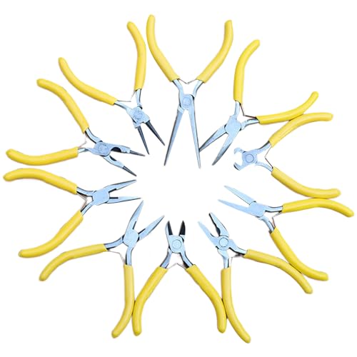 10 Stück Stahl-Rundzange mit komfortablem Griff, Schmuckzange mit ergonomischer Seitenschneider für Projekte