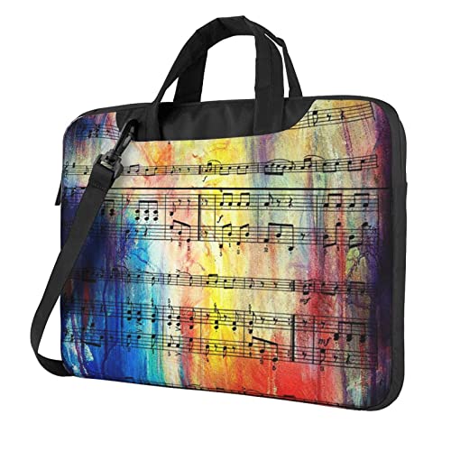 Musiknote, ultradünne tragbare Schulter-Hand-Laptop-Tablet-Tasche, wasserdichtes und langlebiges Oxford-Gewebe, modisches Design, Schwarz , 14 inch