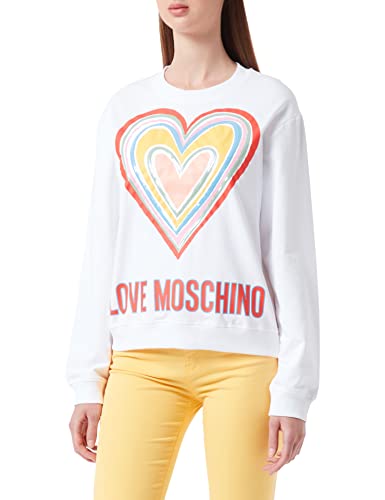 Love Moschino Womens Multicolor Heart Sweatshirt, Optical White, 42